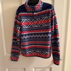 Vineyard Vines Holiday Print Fleece Button Collar Pullover Kids Size 8-10